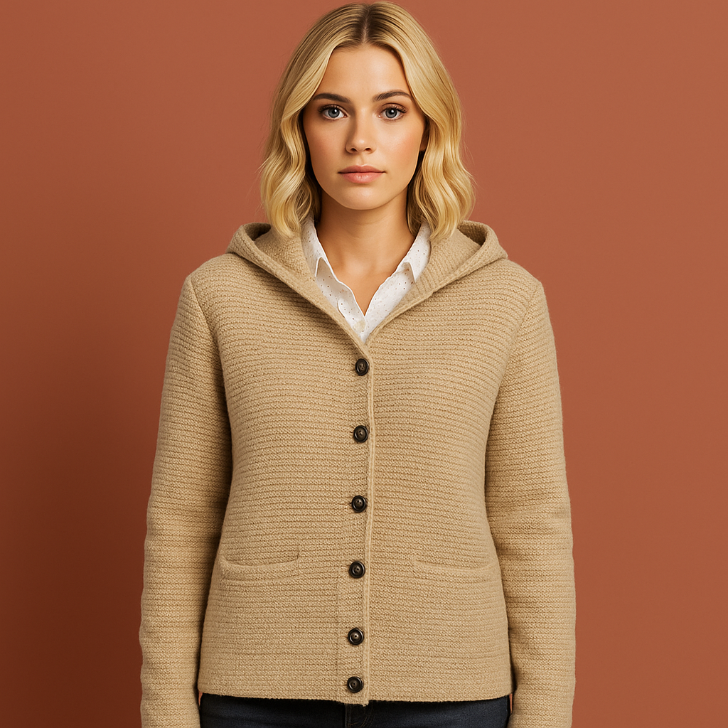 Long Warm Knitted Coat with Hood for Women | Candice