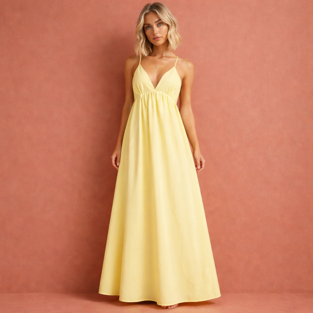 Backless maxi dress with cut-out for women | Rosy