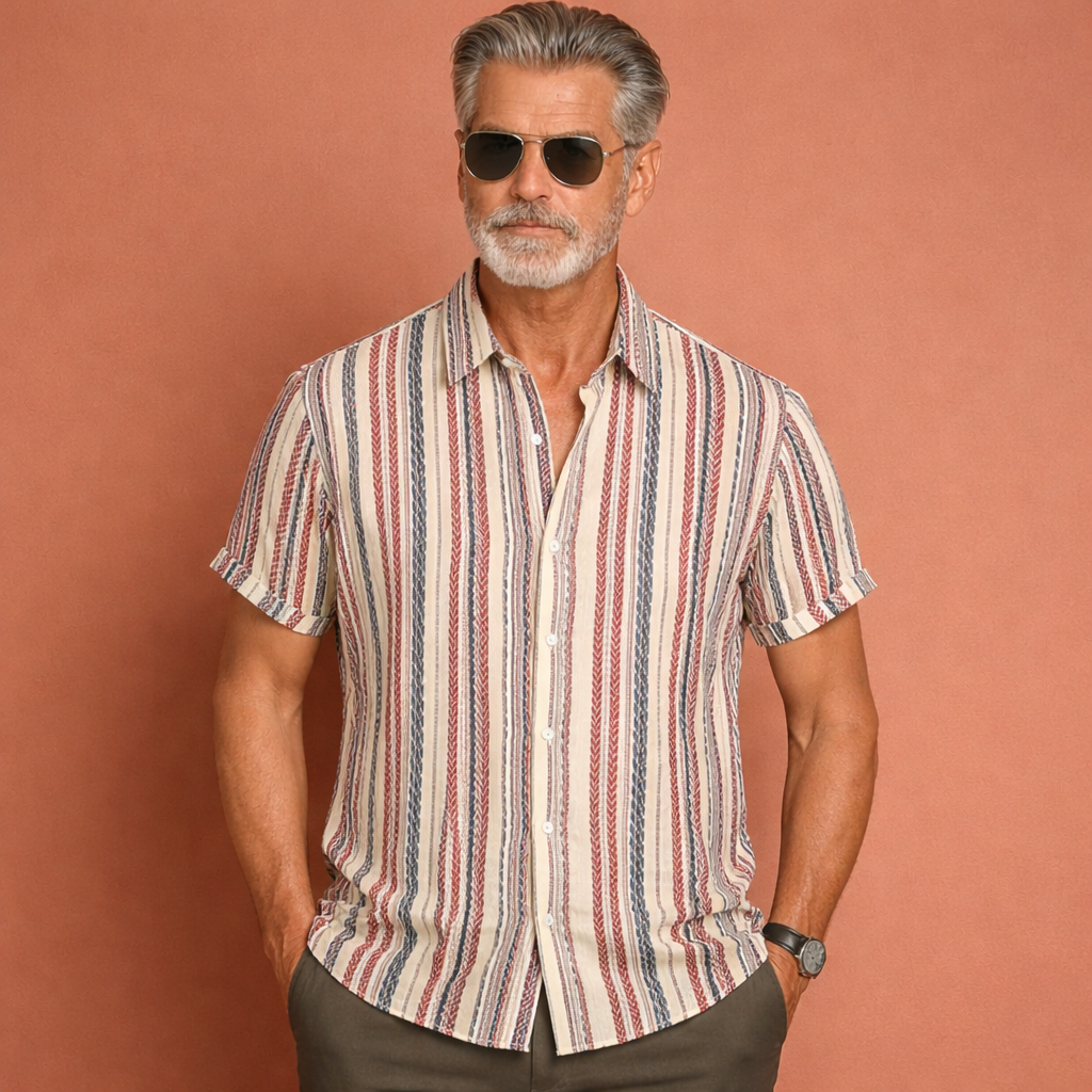 Striped Short-Sleeve Summer Shirt for Men | Niels