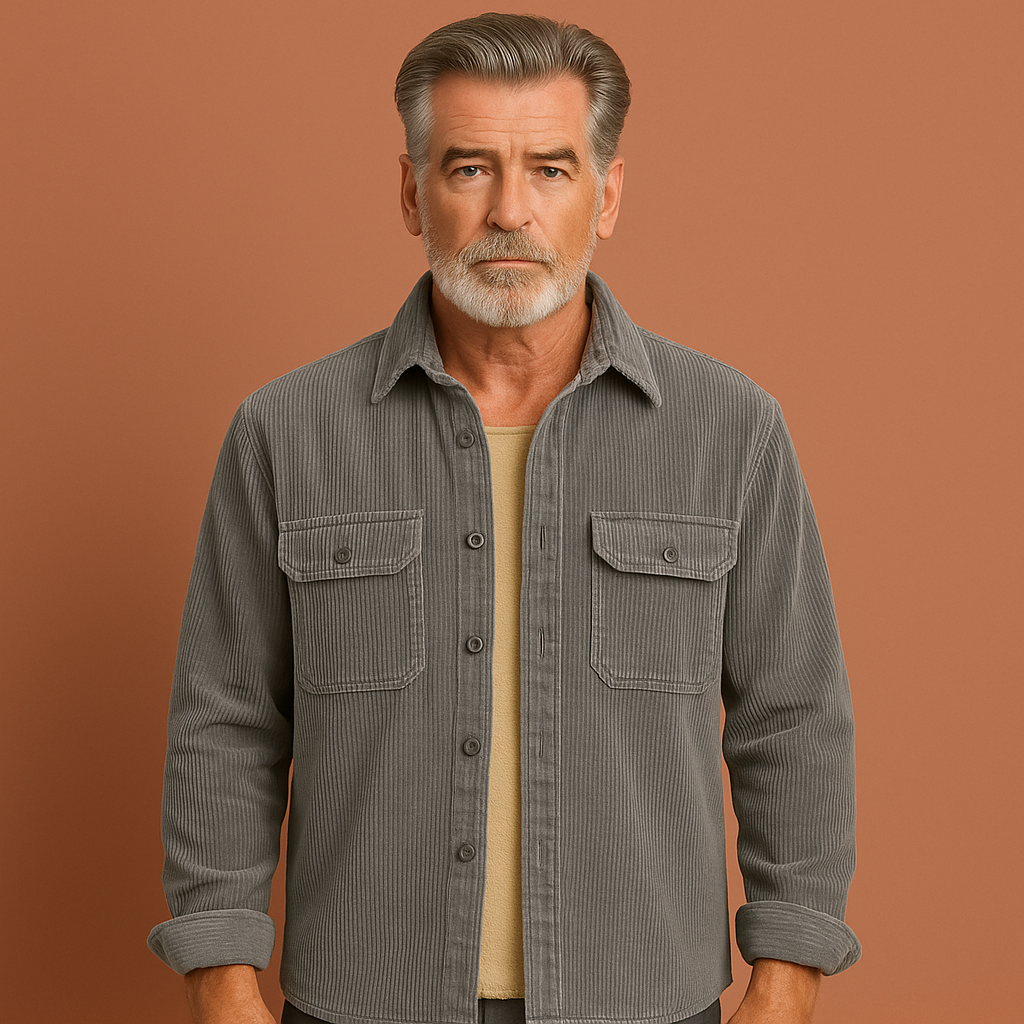 Warm corduroy shirt with fleece lining for men | Cassian