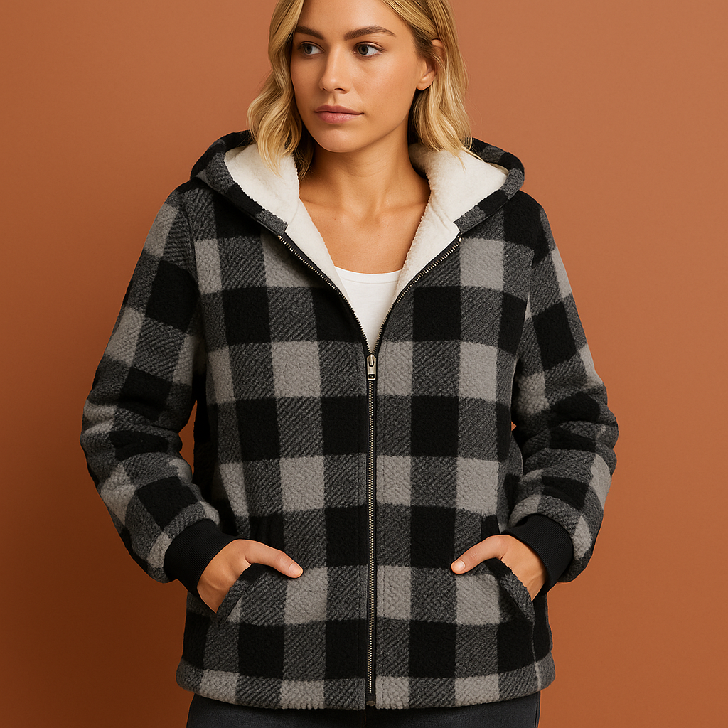 Soft fleece vest with check pattern for women | Marije