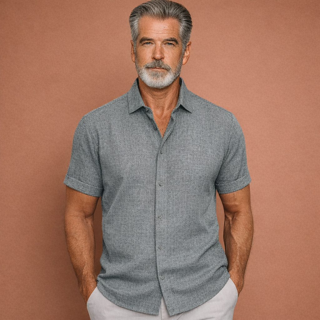Linen summer shirt with short sleeves for men | Hendrik