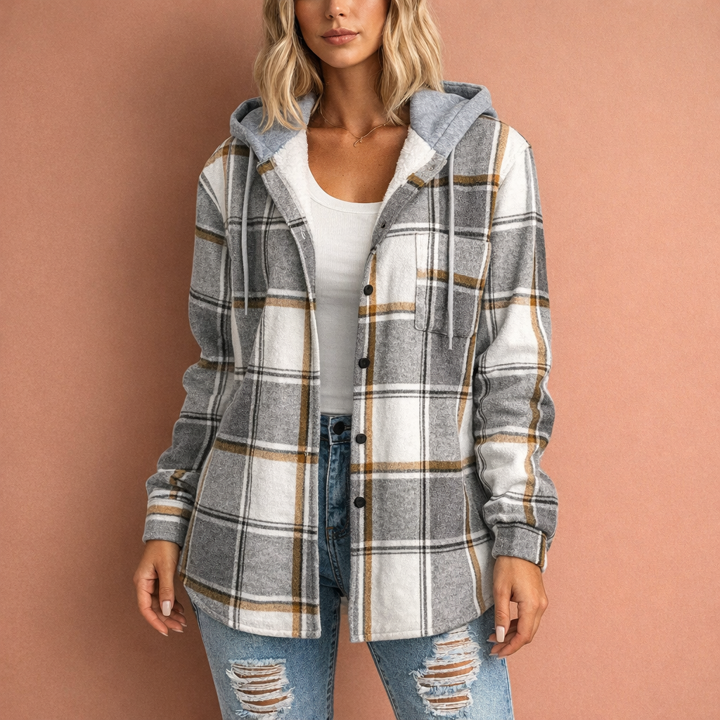 Hooded Overshirt with Button Closure for Women | Karolien