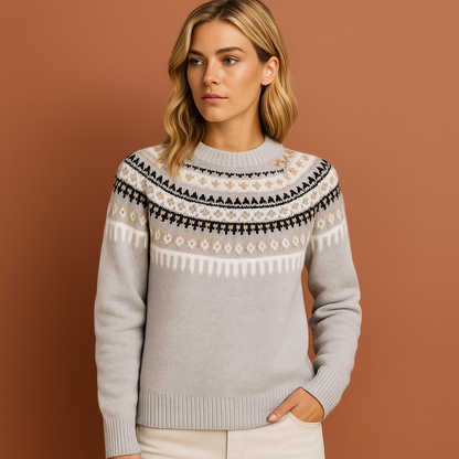 Scandinavian Knitted Sweater with Classic Winter Pattern for Women | Liv