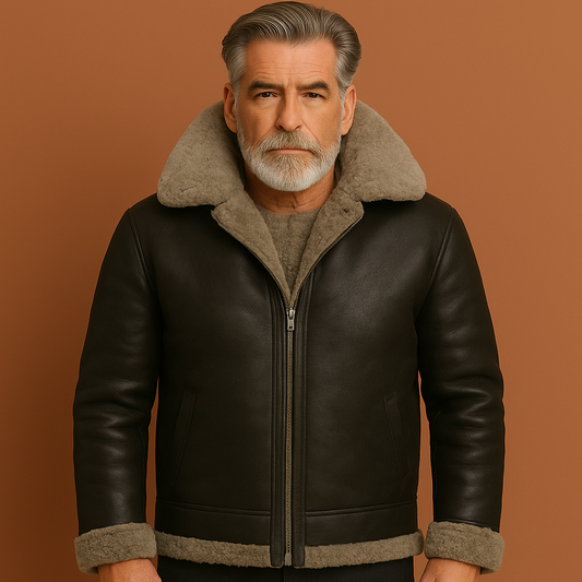 Stylish aviator jacket with fur collar for men | Frederik