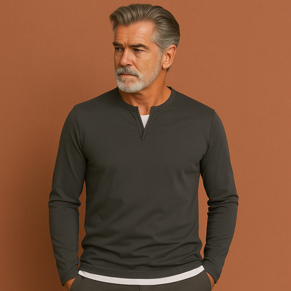 Casual longsleeve with V-neck for men | Coen