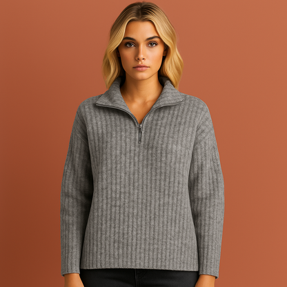 Chic half-zip sweater with high collar for women | Adrianna