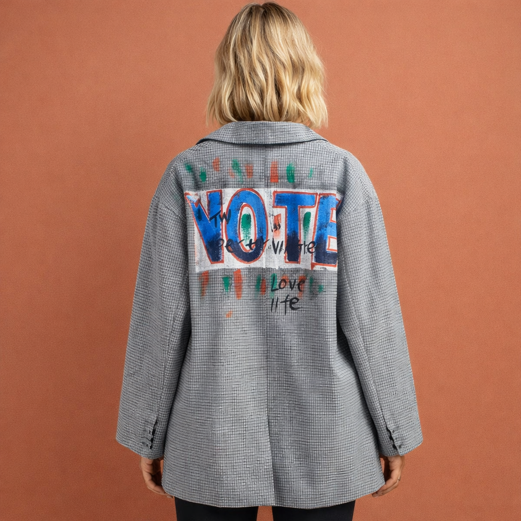 Oversized street style blazer with graphic print for women | Karlotta