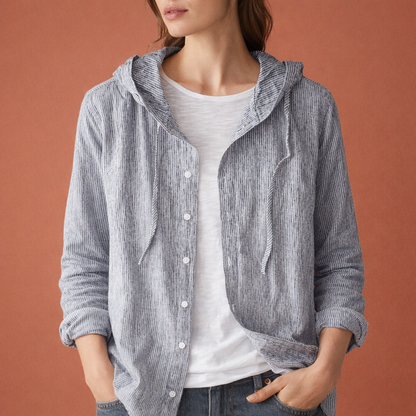 Ladies' blouse with hood and button closure | Marinelle