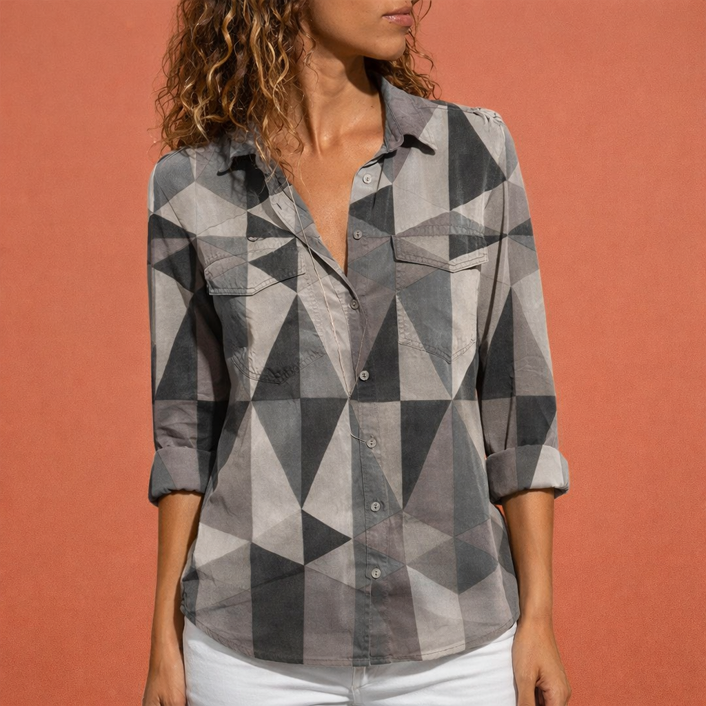 Ladies blouse with geometric pattern and collar for women | Nova