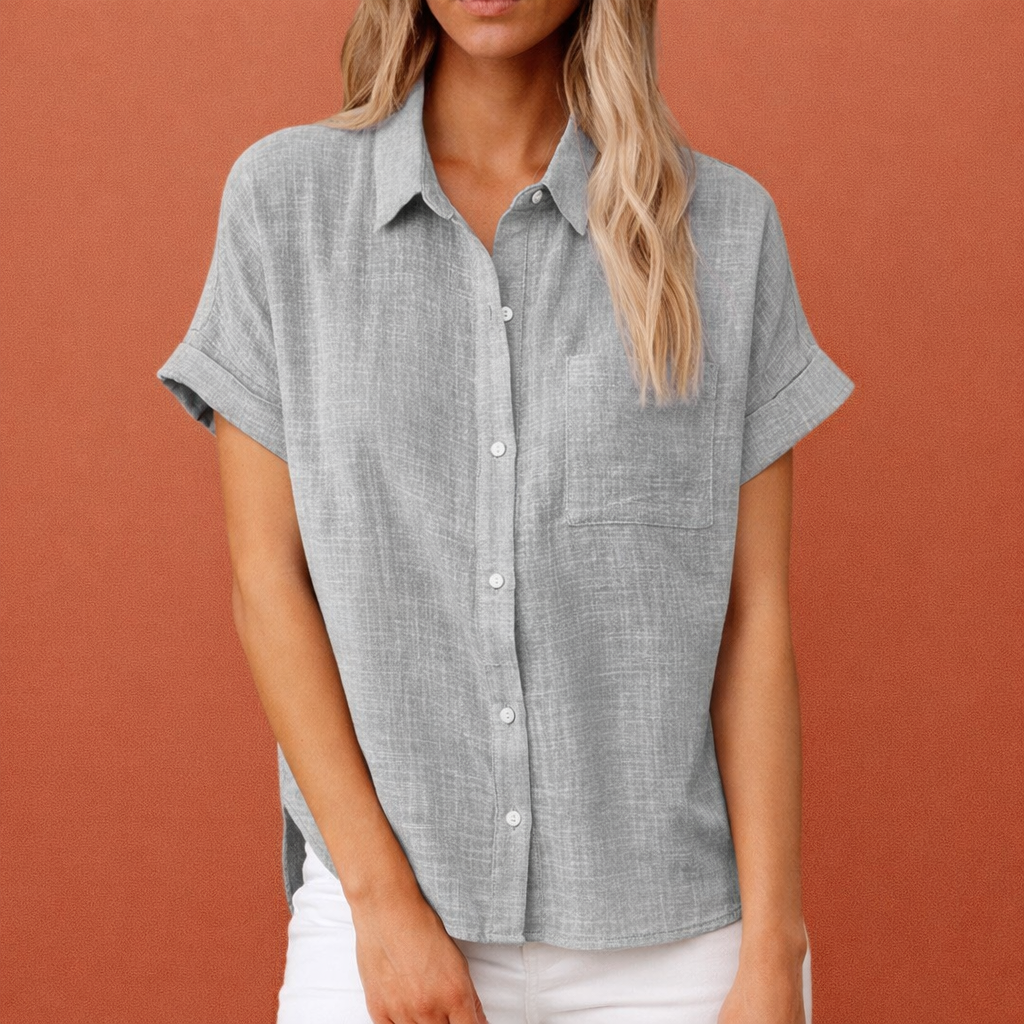 Classic women's blouse with short sleeves and buttons | Elisea