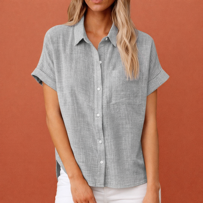 Classic women's blouse with short sleeves and buttons | Elisea