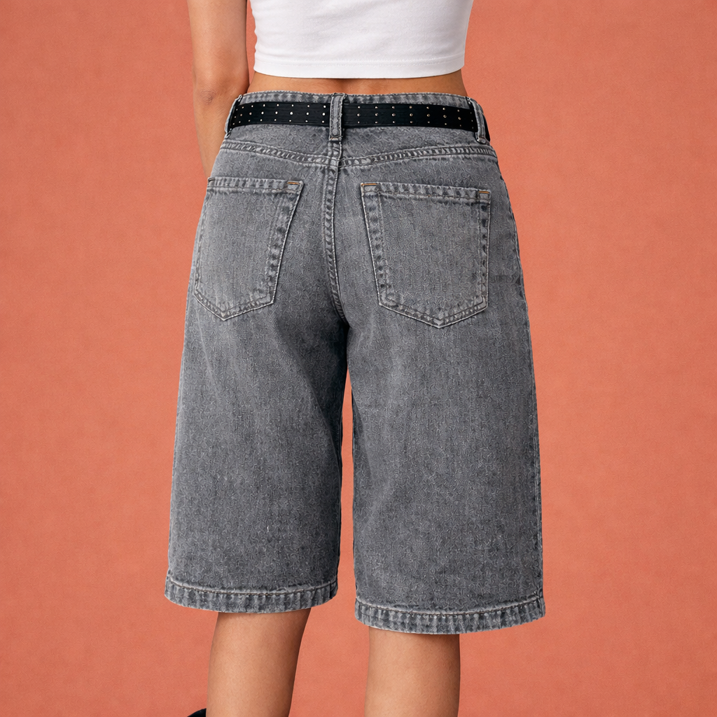 Denim shorts with mid-rise fit for women | Ariane