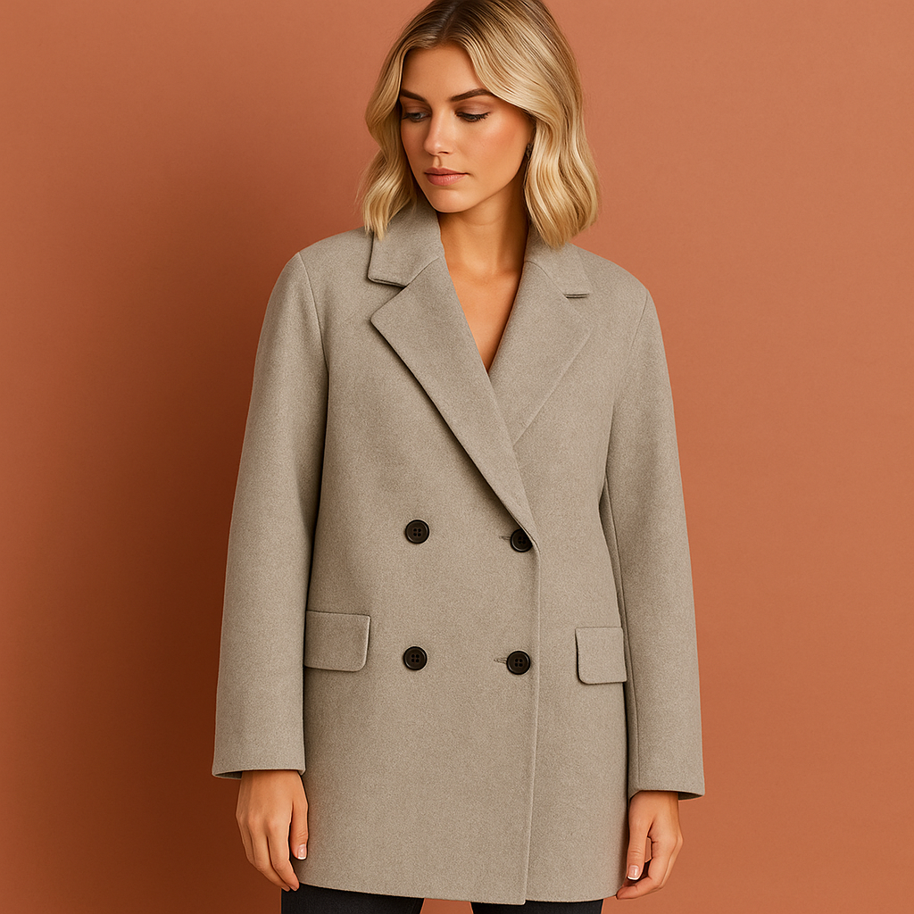 Double-breasted long coat for women with an elegant fit | Lianne