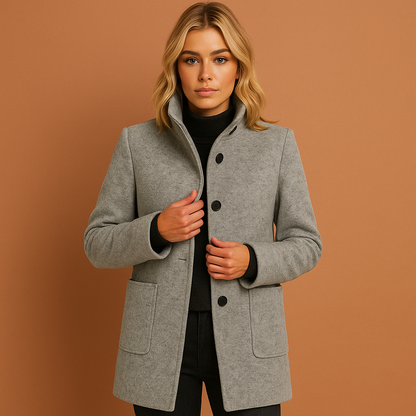 Elegant long coat for women with buttons | Isabella