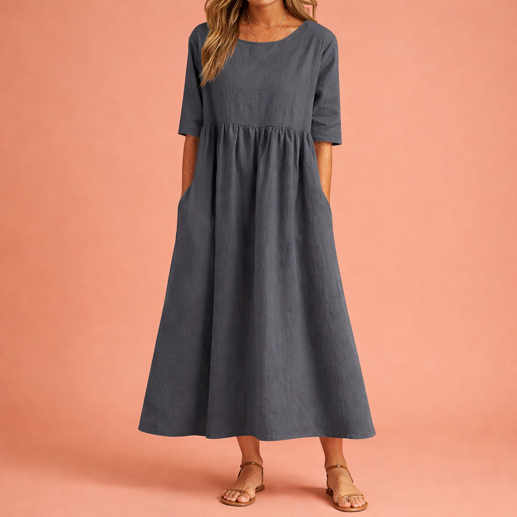 Lightweight Casual Maxi Spring Dress with Pockets for Women | Eva