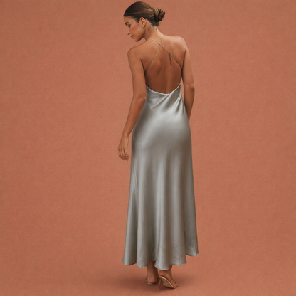 Maxi wrap dress for women with belt and sleeveless design | Hedwig