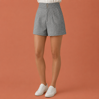 High-waisted herringbone pattern trousers for women | Eveliene