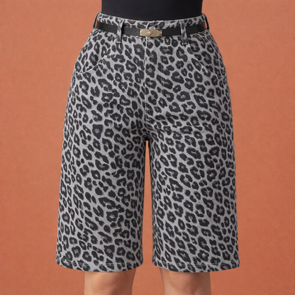 Leopard Print Women's High-Waisted Shorts with Comfortable Fit | Selora