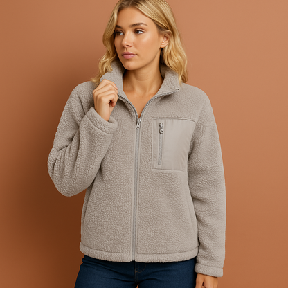 Warm teddy fleece jacket with zipper for women | Marit