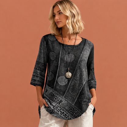 Oversized summer top with colorful print for women | Noëlle