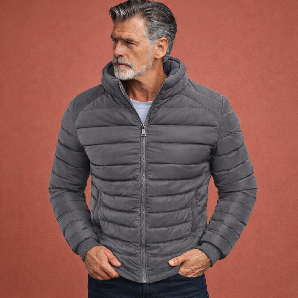 Padded jacket with stand-up collar and slim fit for men | Frits