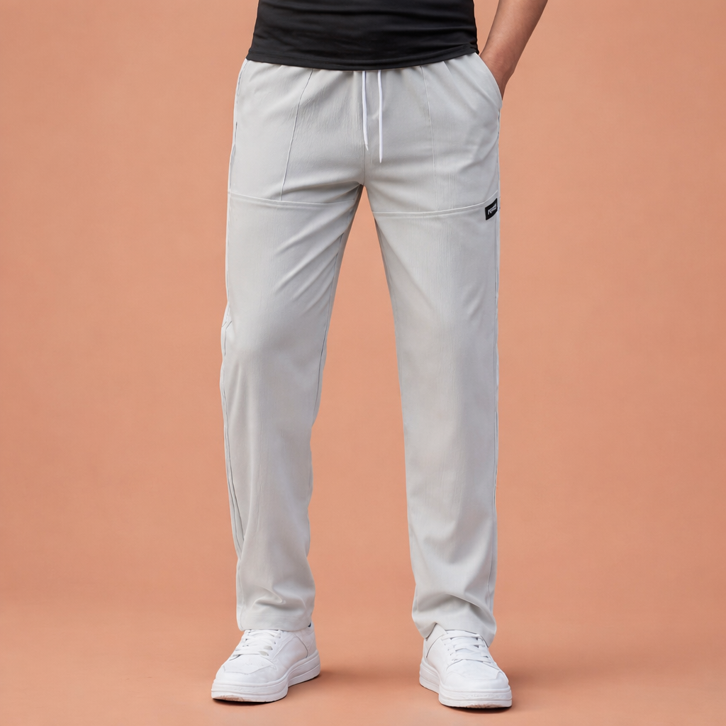 Straight men's trousers with elastic waist and drawstring for everyday comfort | Jelle