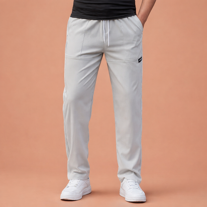 Straight men's trousers with elastic waist and drawstring for everyday comfort | Jelle