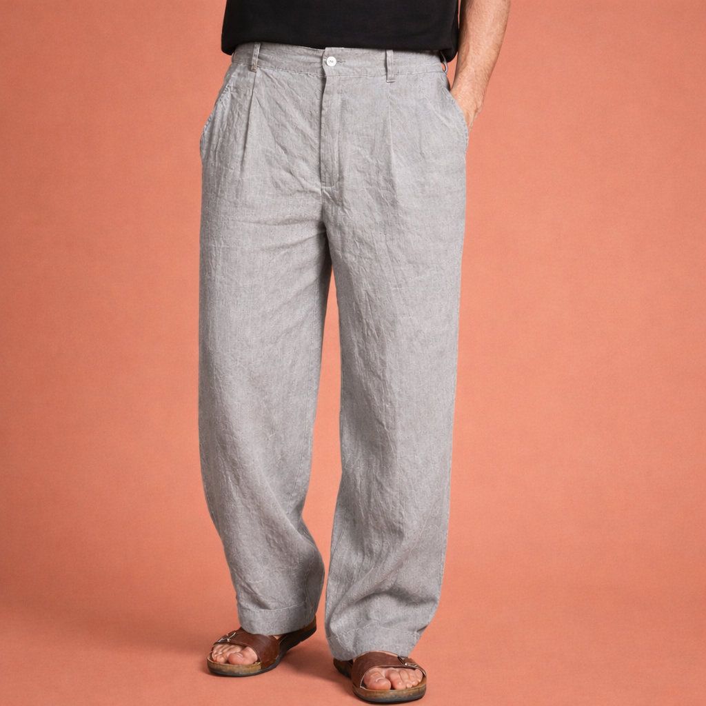 High-waisted wide-leg men's trousers with straight legs and pockets | Arno