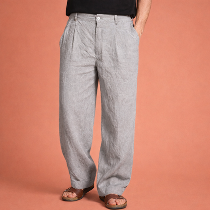 High-waisted wide-leg men's trousers with straight legs and pockets | Arno