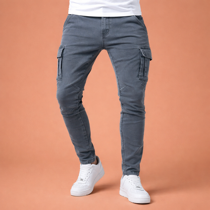 Tapered cargo pants with elastic waist for men | Stijn