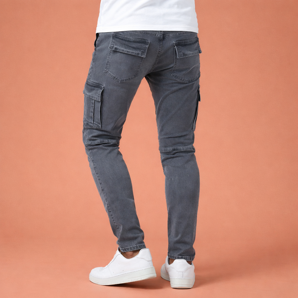 Tapered cargo pants with elastic waist for men | Stijn