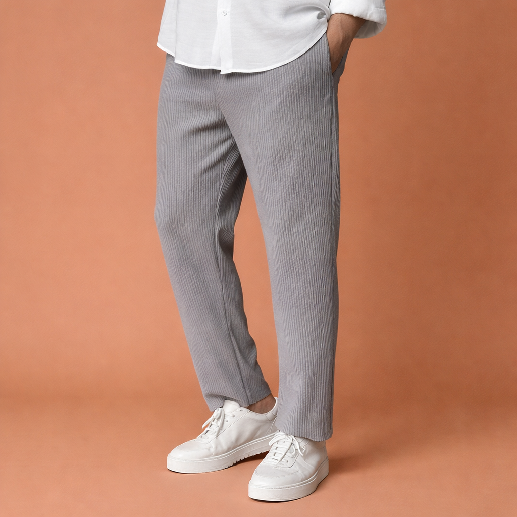 Corduroy Pants with Straight Leg and Elastic Waist for Men | Dorian