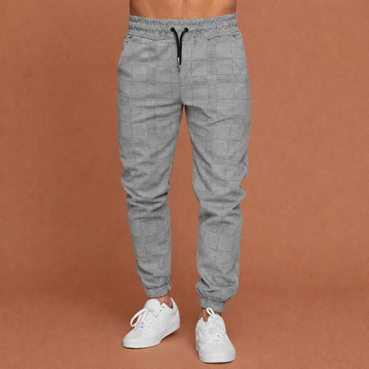 Checked Jogging Pants for Men with Elastic Waist and Tapered Legs | Eduard