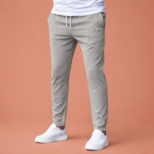 Tapered men's trousers with elastic waistband and drawstring | Gerben