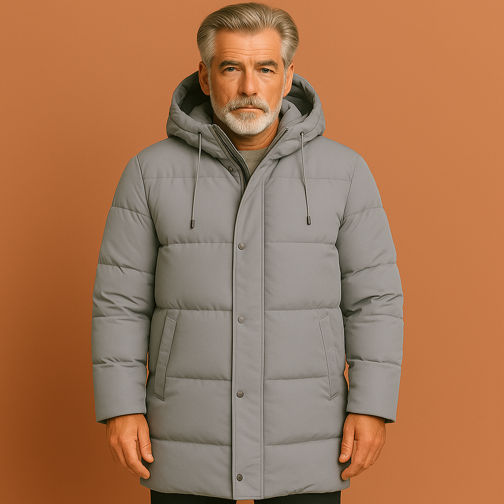 Warm long winter coat with hood for men | Thijs
