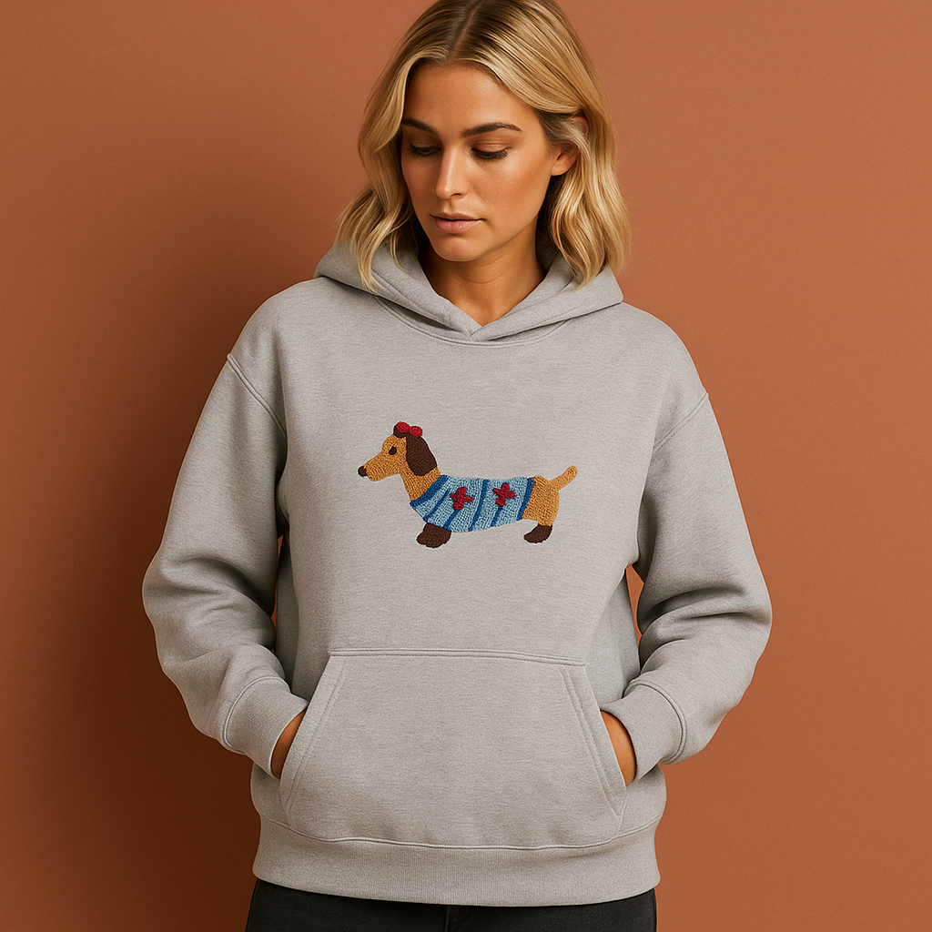 Oversized hoodie with embroidered dachshund for women | Sandy