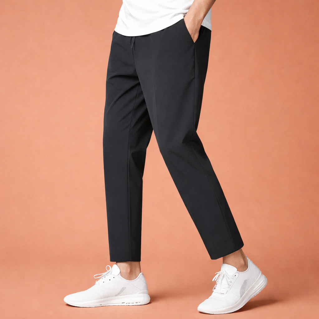 Slim-fit men's trousers with elastic waistband and side pockets for men | Daaniel
