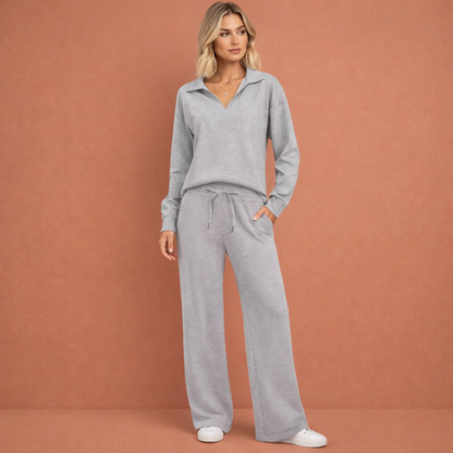 Stylish two-piece set for women with V-neck top | Zelda