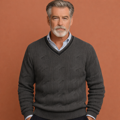 Warm sweater with V-neck for men | Marquel