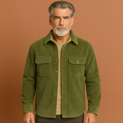 Warm corduroy shirt with fleece lining for men | Cassian