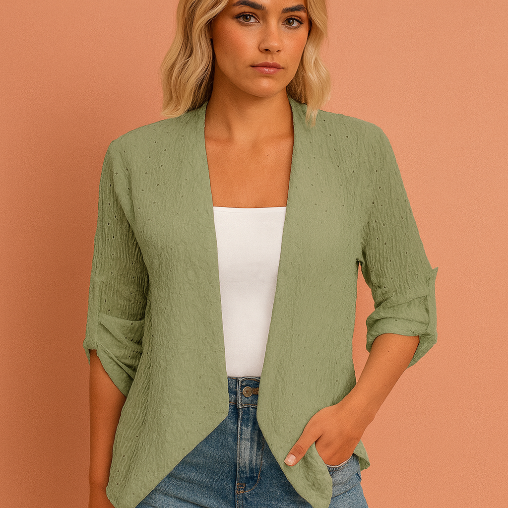 Lightweight Crocheted Cardigan with Open Front for Women | Yara