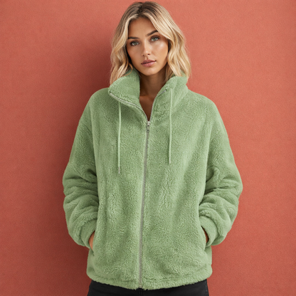 Women's zip-up cardigan with stand-up collar for daily use | Anoushka