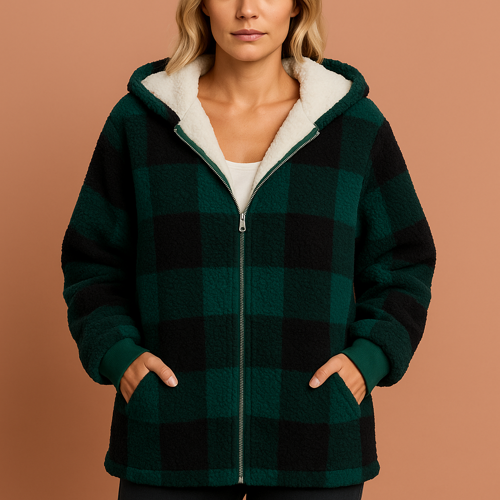 Soft fleece vest with check pattern for women | Marije