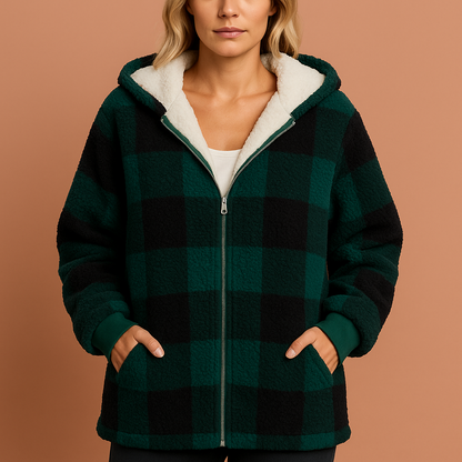 Soft fleece vest with check pattern for women | Marije