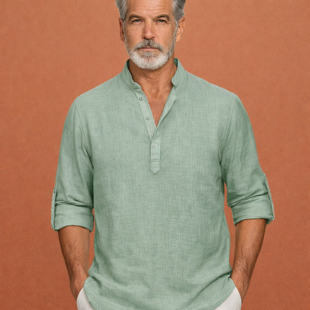 Casual men's Henley shirt with button closure | Tijn