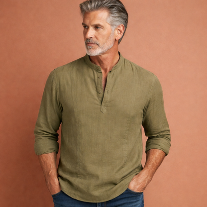 Lightweight long-sleeve shirt with half-button closure for men | Casper