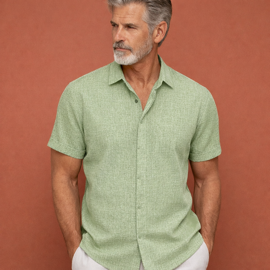 Linen summer shirt with short sleeves for men | Hendrik