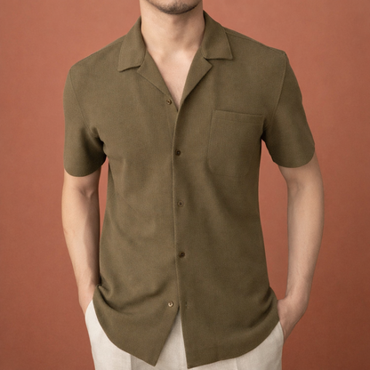 Casual Short Sleeve Shirt for Men with Notched Collar | Otis