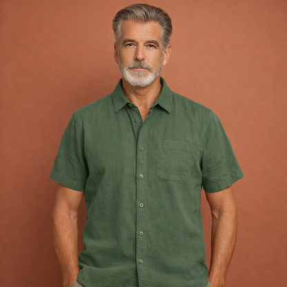 Casual linen summer shirt with short sleeves for men | Tobias